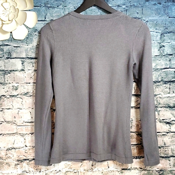 Posh Knit by Loius Dell'Olio | Gypsy Boho Prairiecore Gray Cardigan Sweater - Picture 7 of 9